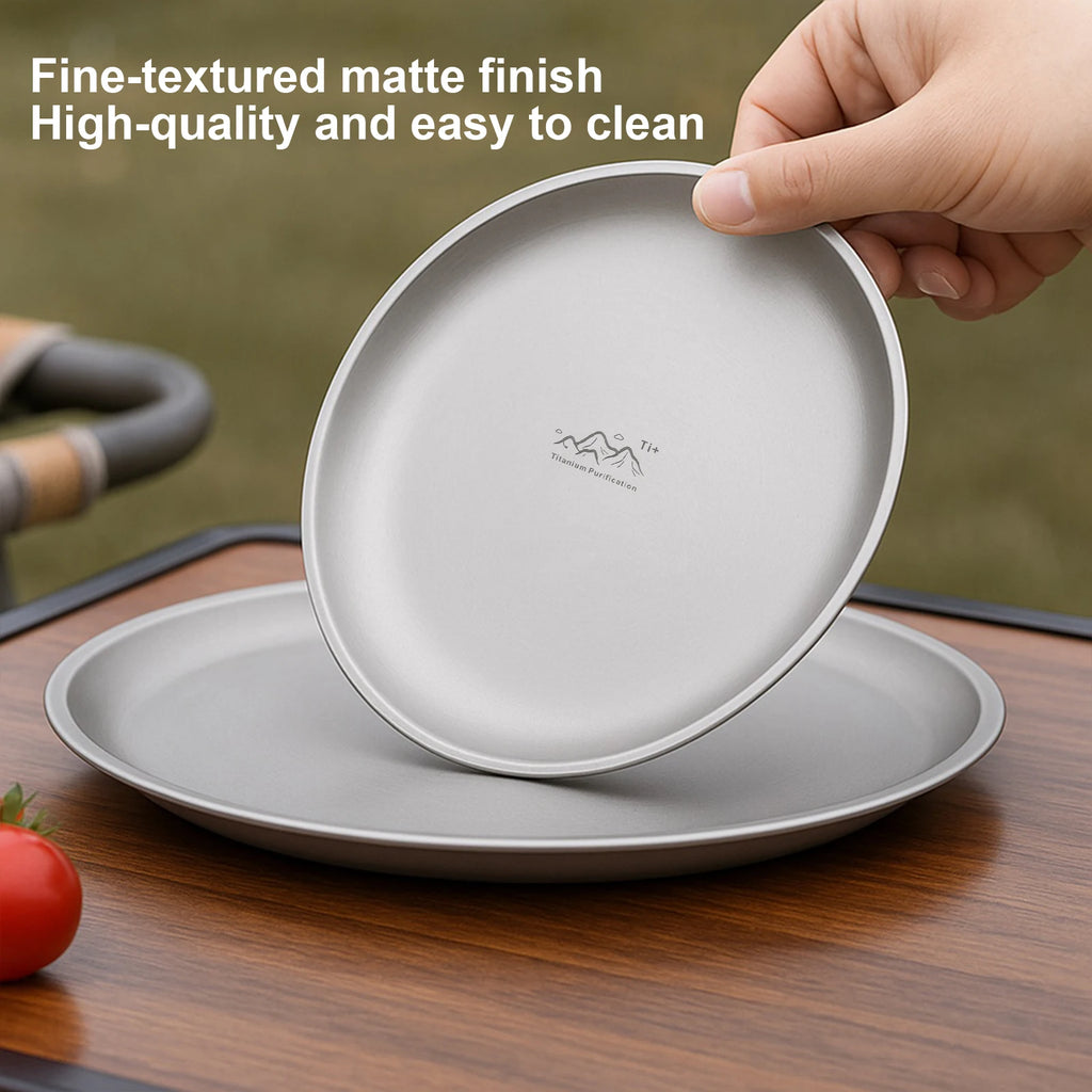 Titanium Purification Plate Backcountry Dinnerware Anti-Fall Outdoor Fruit Salad Plate.