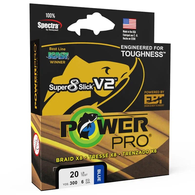 Power Pro SSV2 Braided Fishing Line – 300yds, 10–80lb | USA PE Braid for Catfish & Saltwater