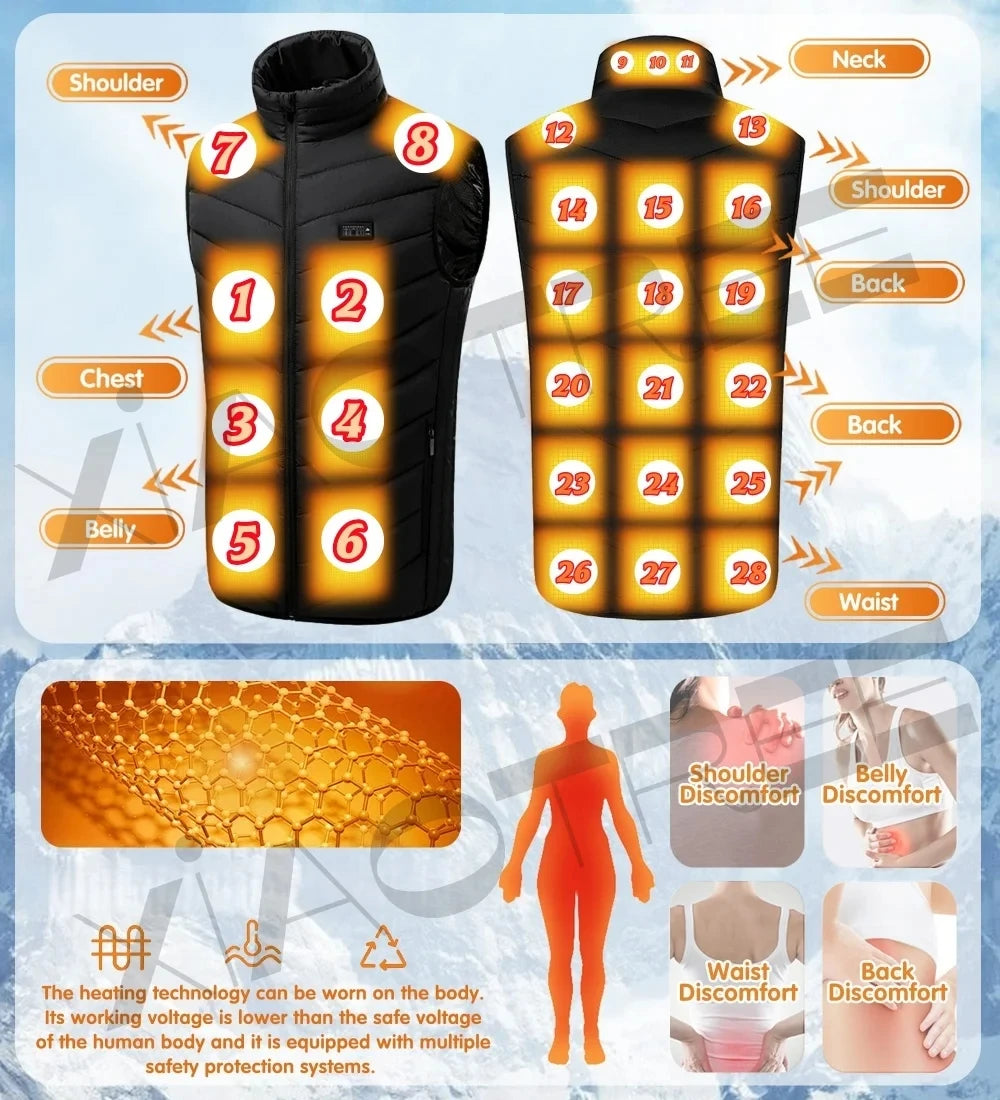 Electric Heated Vest - USB Powered Winter Jacket for Men and Women
