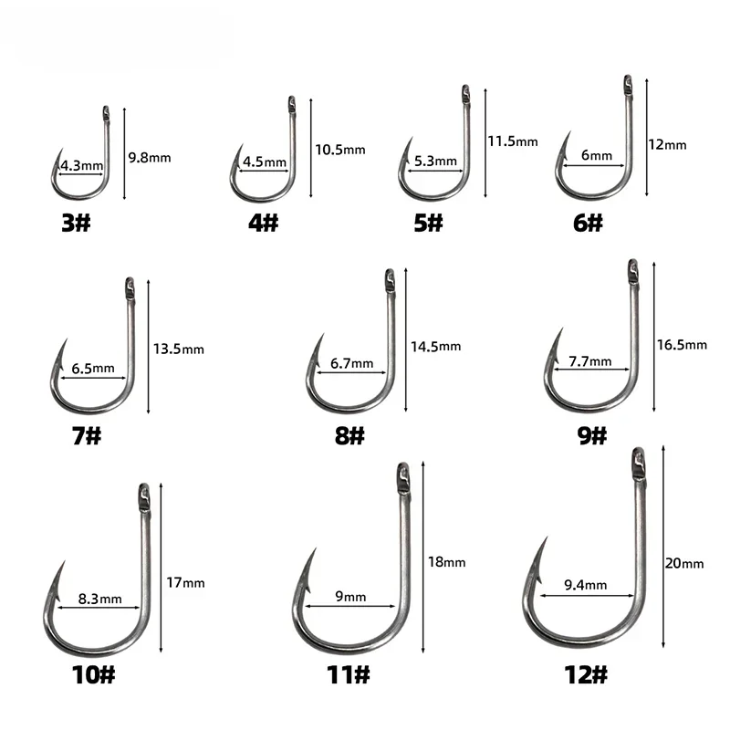 Circle Fishhook 3#-12# Jig Barbed Bait Tackle 50-1600Pcs/Box