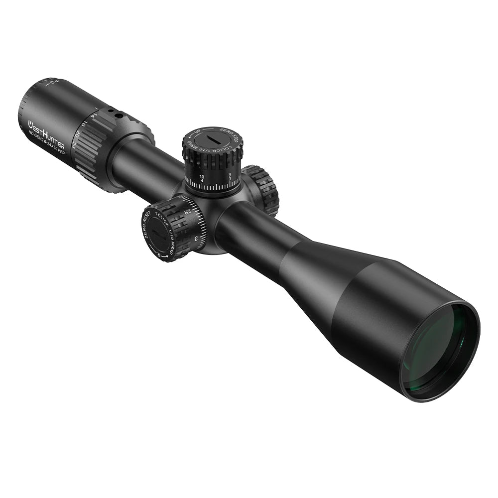 WestHunter HD GEN2 6-24X50 FFP Riflescope 1/10 MIL First Focal Plane Etched Glass.