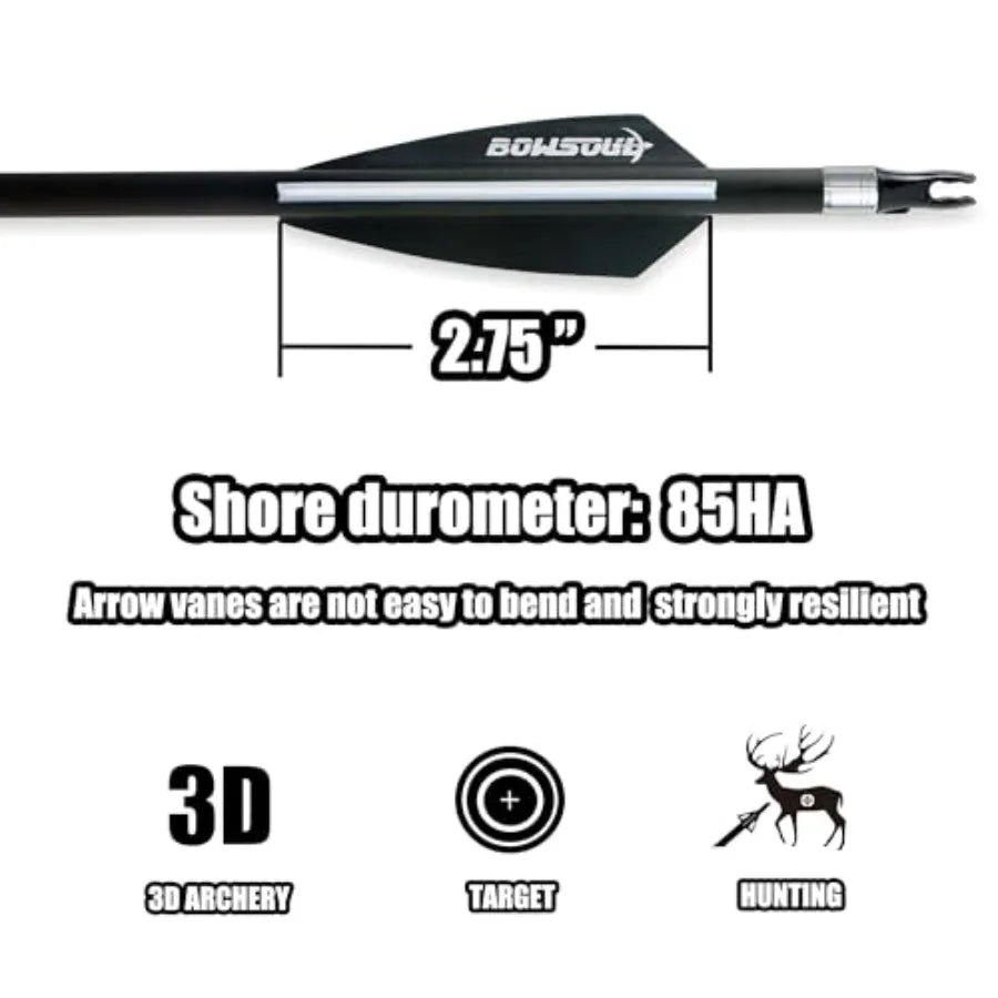 30inch Hunting Carbon Archery Arrows with 2.75 High Hardness Vanes.