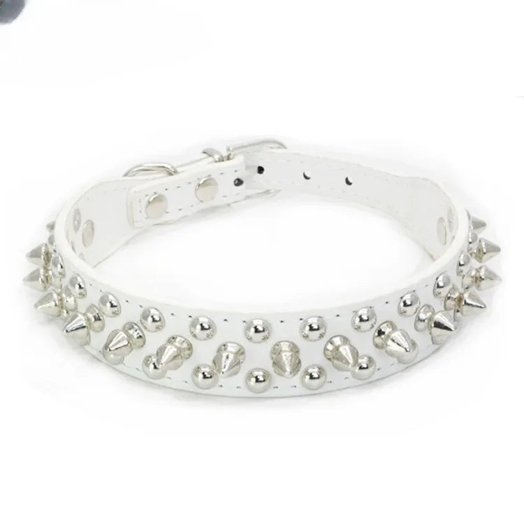 Adjustable Leather Pet Dog collar Neck Strap Supplies PU Leather Punk.