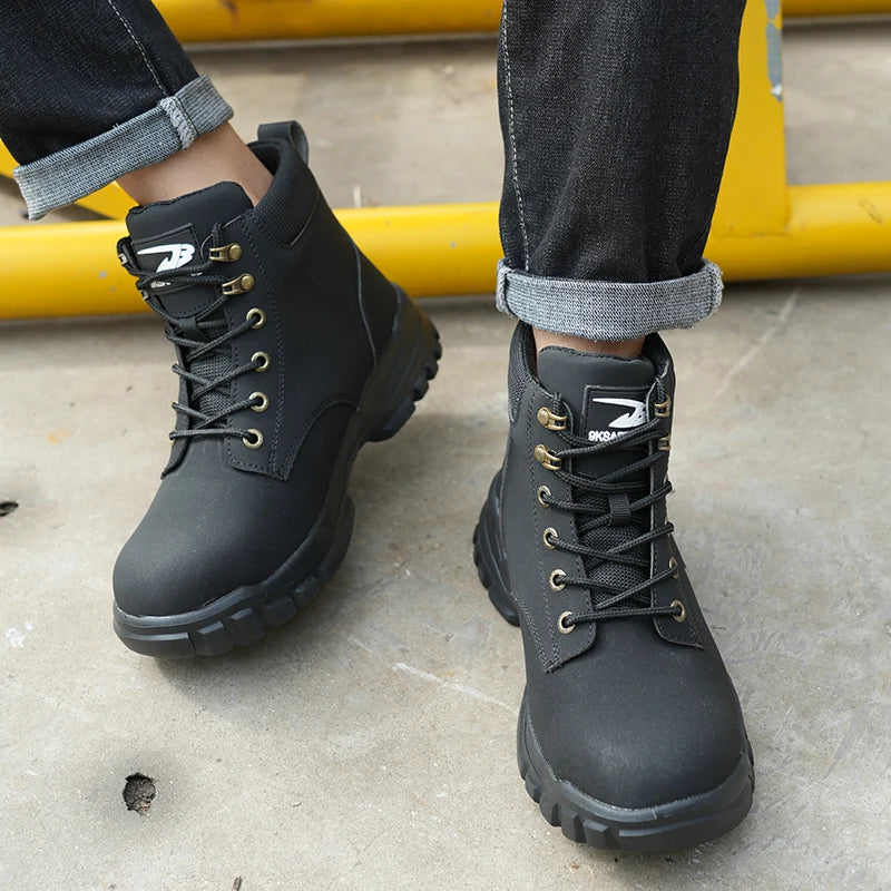 Safety Shoes Steel Toe Boots for Men Adjustable Soft Work Sneakers.