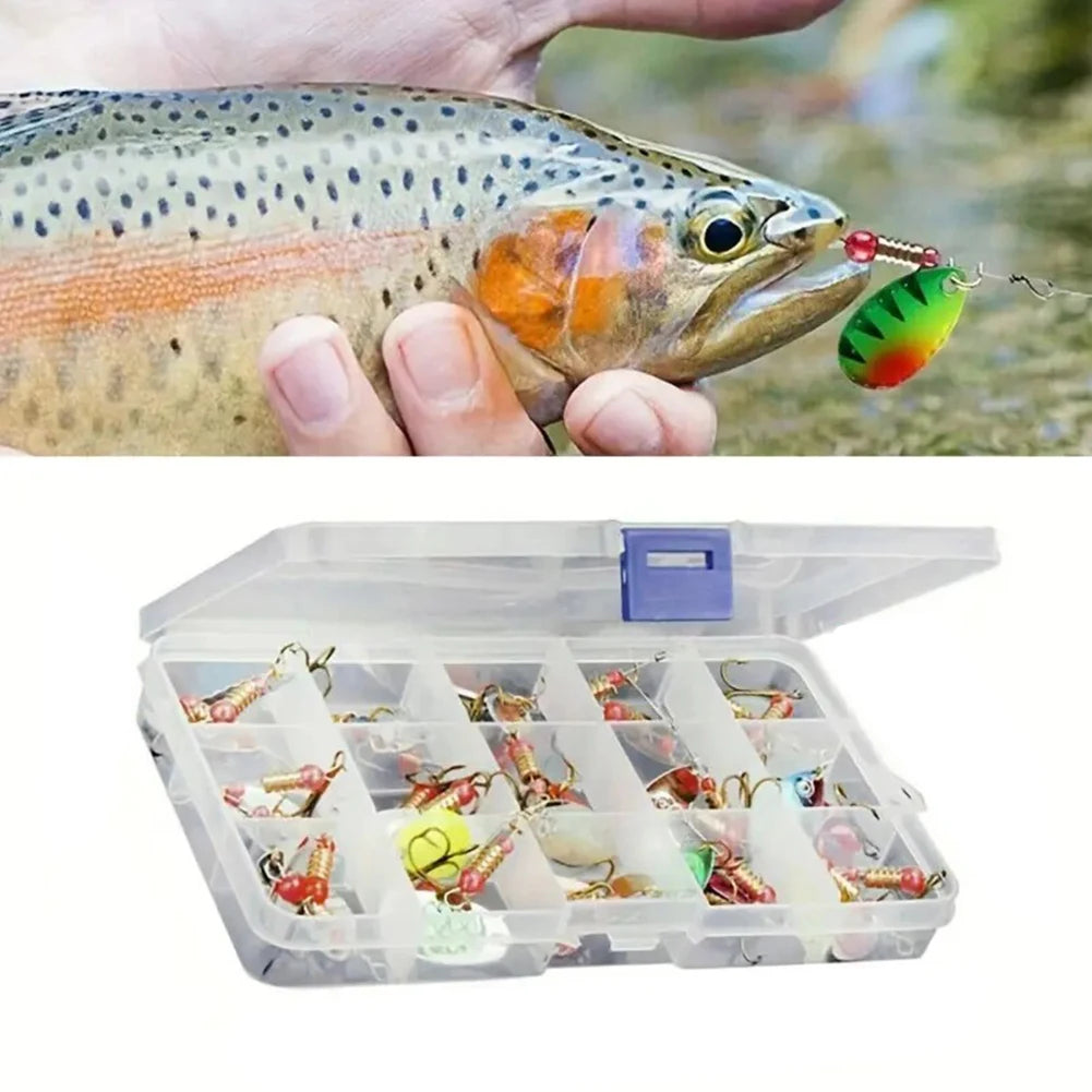 30pcs Metal Spoon Spinner Fishing Lure with Treble Hook Fishing Wobblers Freshwater and Saltwater