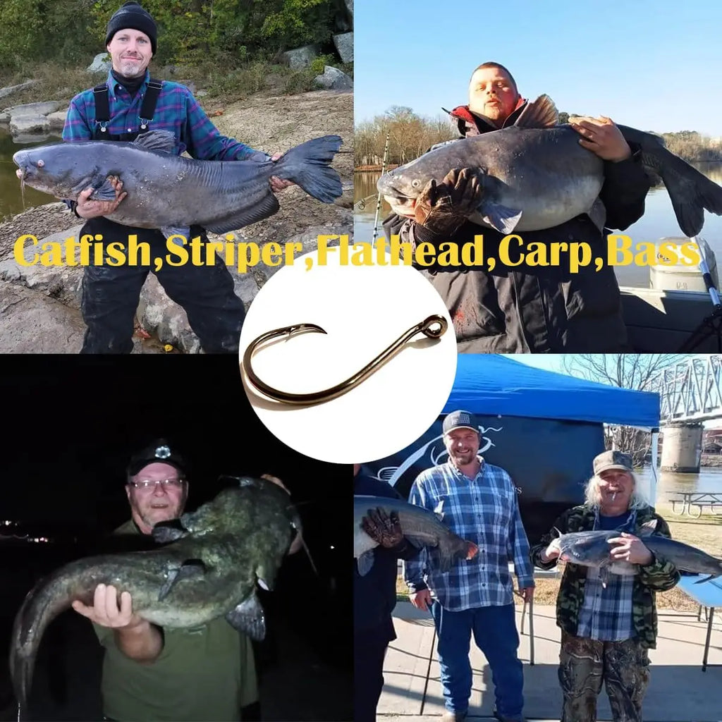 Catfishing Circle Hooks 50/100Pcs – Octopus Style, Sizes 1/0–14/0 for Catfish, Bass & Redfish
