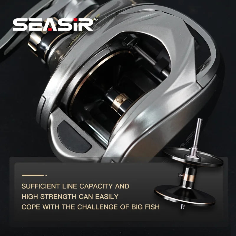 Seasir Megacuda Baitcasting Reel Drag 15KG Deep Spool 6.5:1 Aluminum Frame Carbon Side Double.
