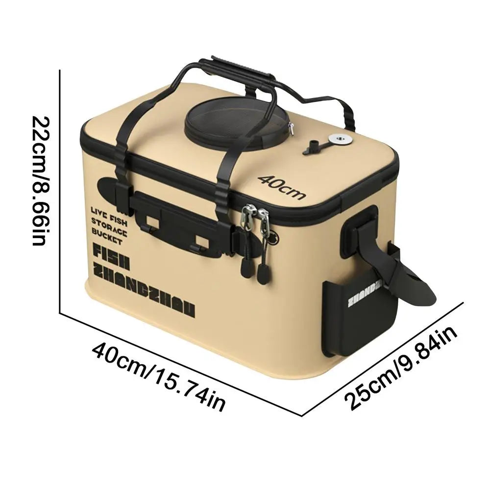 Folding Live Fish Bucket EVA Thickened Fishing Bucket Portable Water.