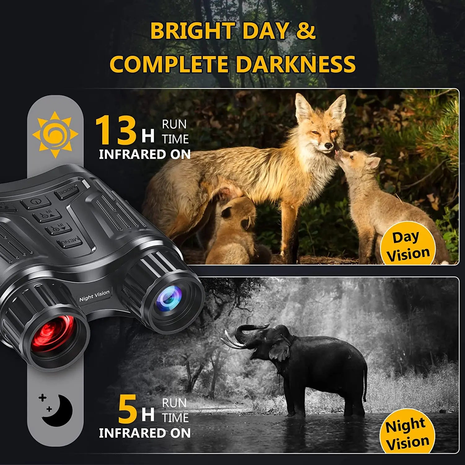 Rechargeable Night Vision Telescope 4K UHD - 1000ft Viewing Range Digital NV