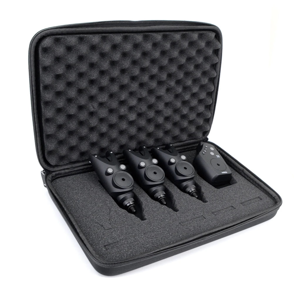 Hirisi Wireless Fishing Bite Alarm Set – 4 Sensors + Receiver | Waterproof Carp & Catfish Alarm