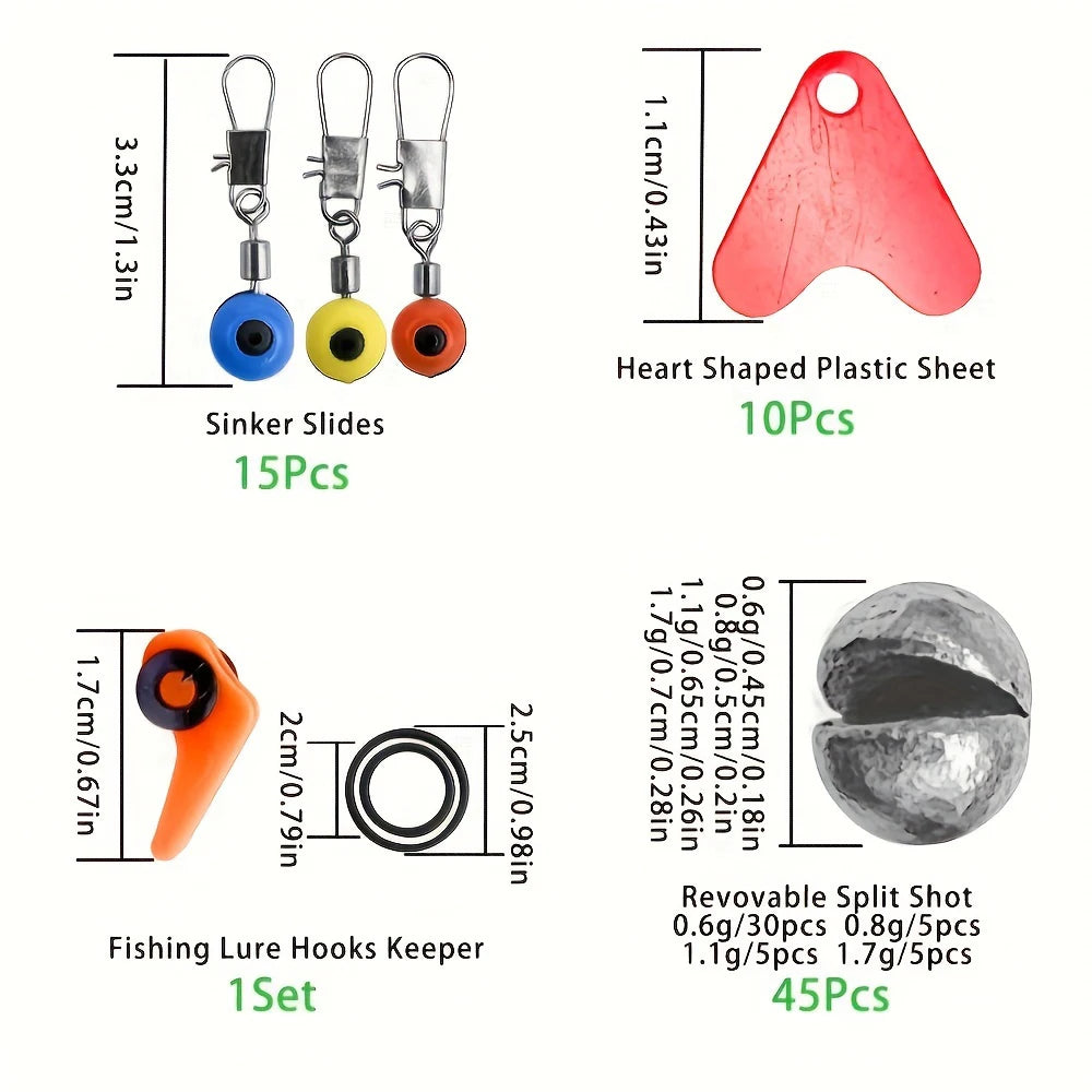 Bobbers and floats included in the complete fishing starter kit