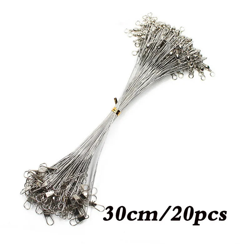 Anti Bite Steel Fishing Line Steel Wire Leader With Swivel Fishing Accessory.