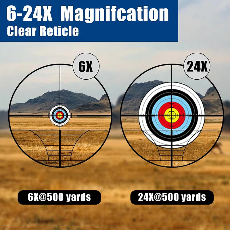 6-24x50 AO Rifle Scope Hunting Long-Range Scope Illuminated Red/Green.