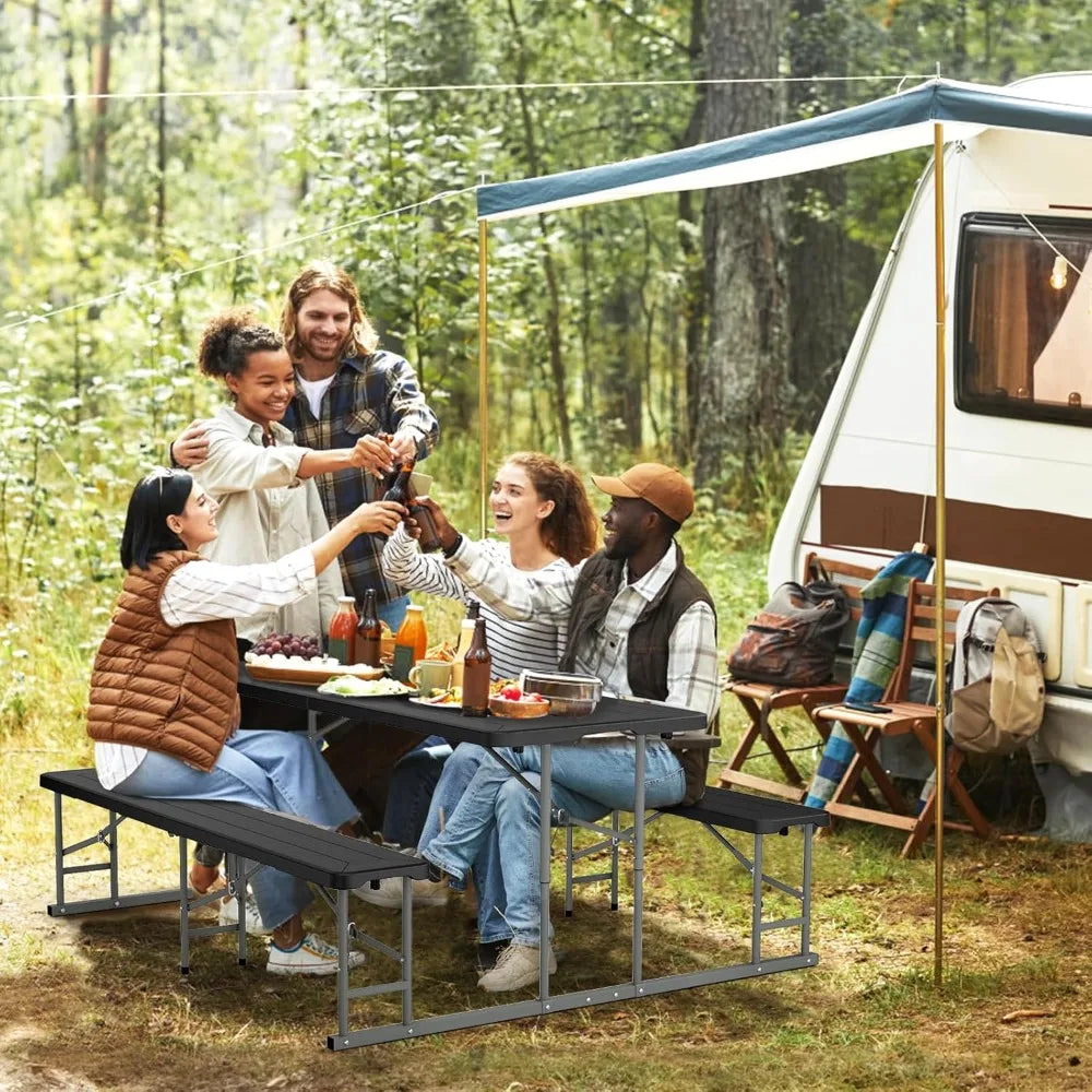 Folding Picnic Table and Bench Set, Portable Outdoor Dining Furniture for Camping.
