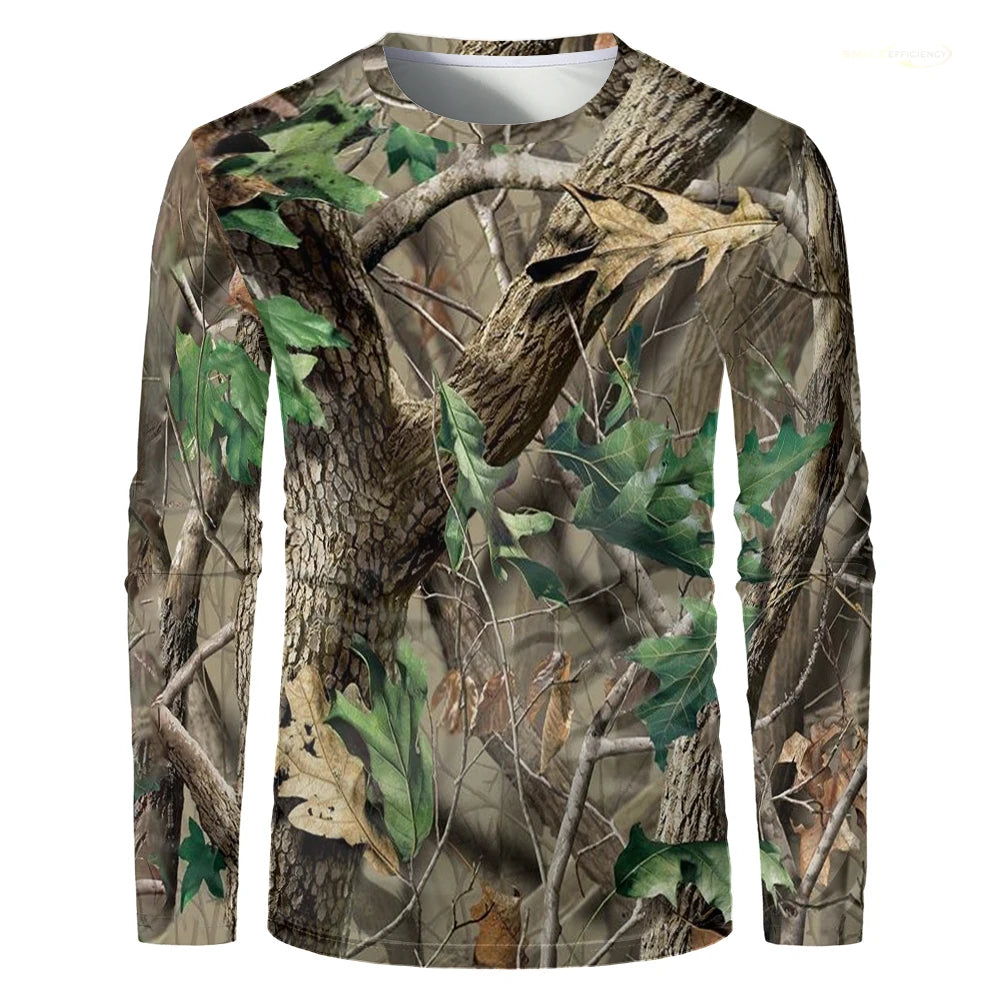 Men Camouflage Forest Hunting T-shirt Utdoor Quick Drying Breathable Hiking Long Sleeve.