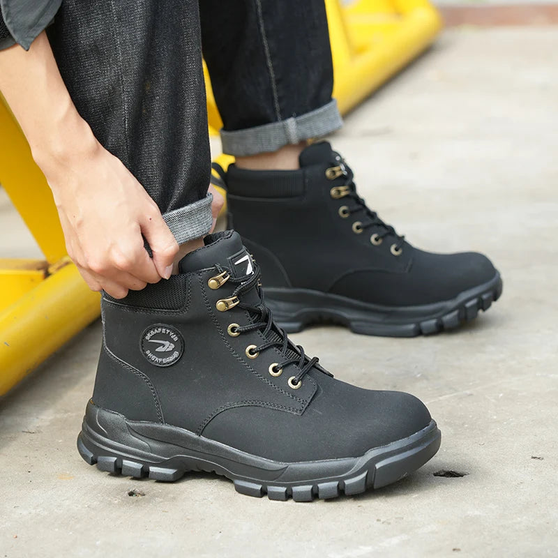 Safety Shoes Steel Toe Boots for Men Adjustable Soft Work Sneakers.