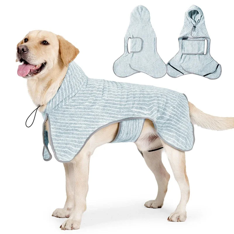 Dog Bathrobe Bath Towel Robe Absorbent Soft Towel for Large Medium Small Dog.