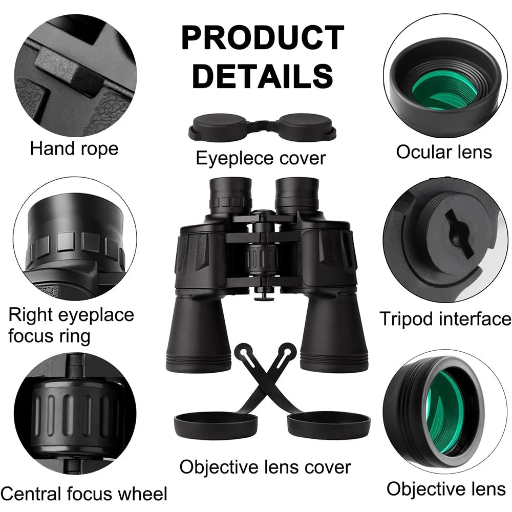 20x50 Binoculars for Adults with Smartphone Adapter & BAK4 Prism