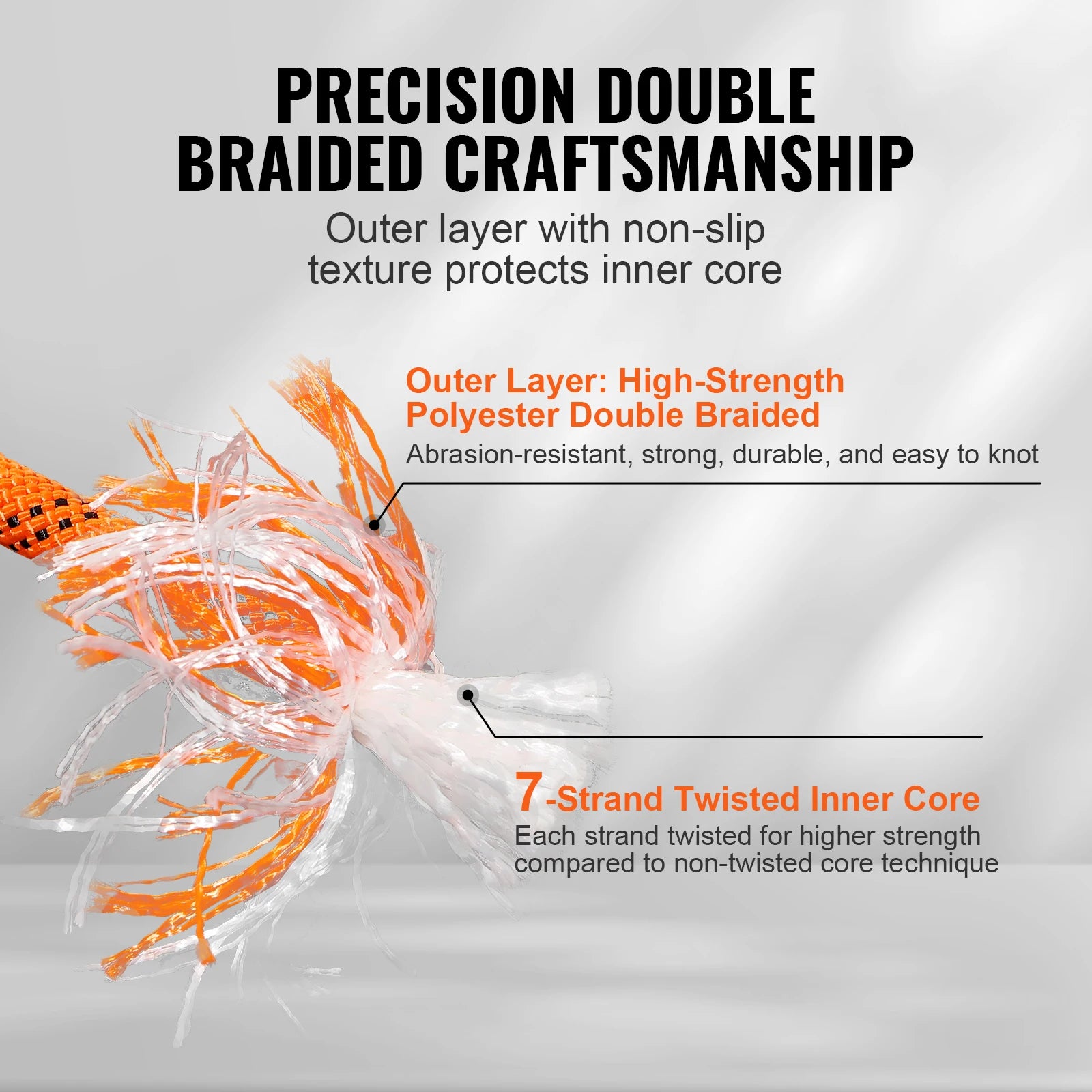 SucceBuy 120ft Dual-Weave Polyester Cord 3/8 1/2in 48-Strand Multi-Use Rope for Arborist.