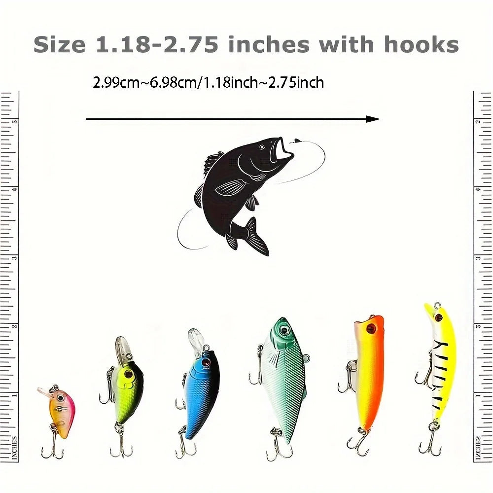 30pcs Fishing Lures Set – Crankbaits, Minnow Baits & Hooks.