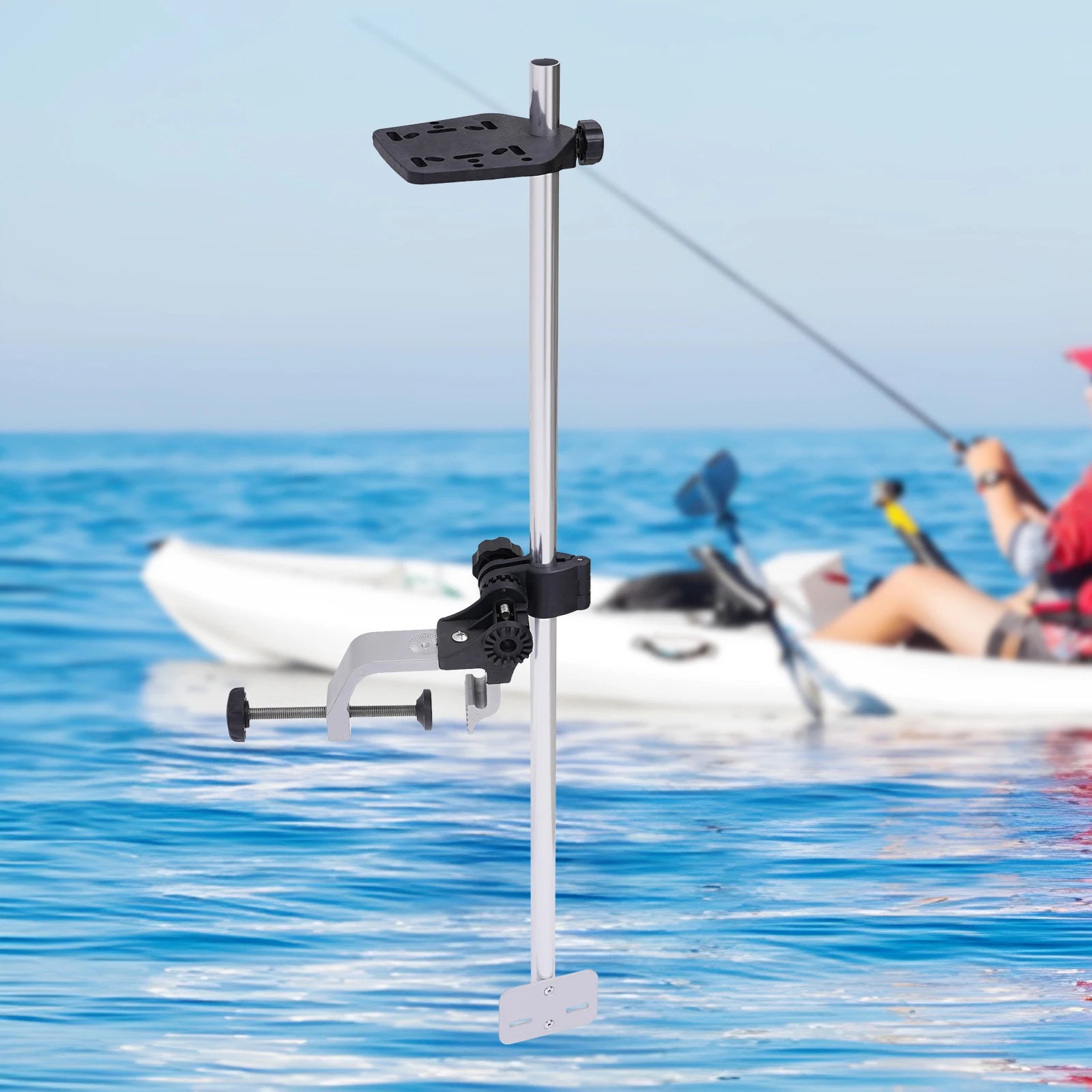 Universal 360° Rotatable Portable Transducer Mount Bracket for Fish Finder, Lightweight & Adjustable for Kayak Boat Fishing