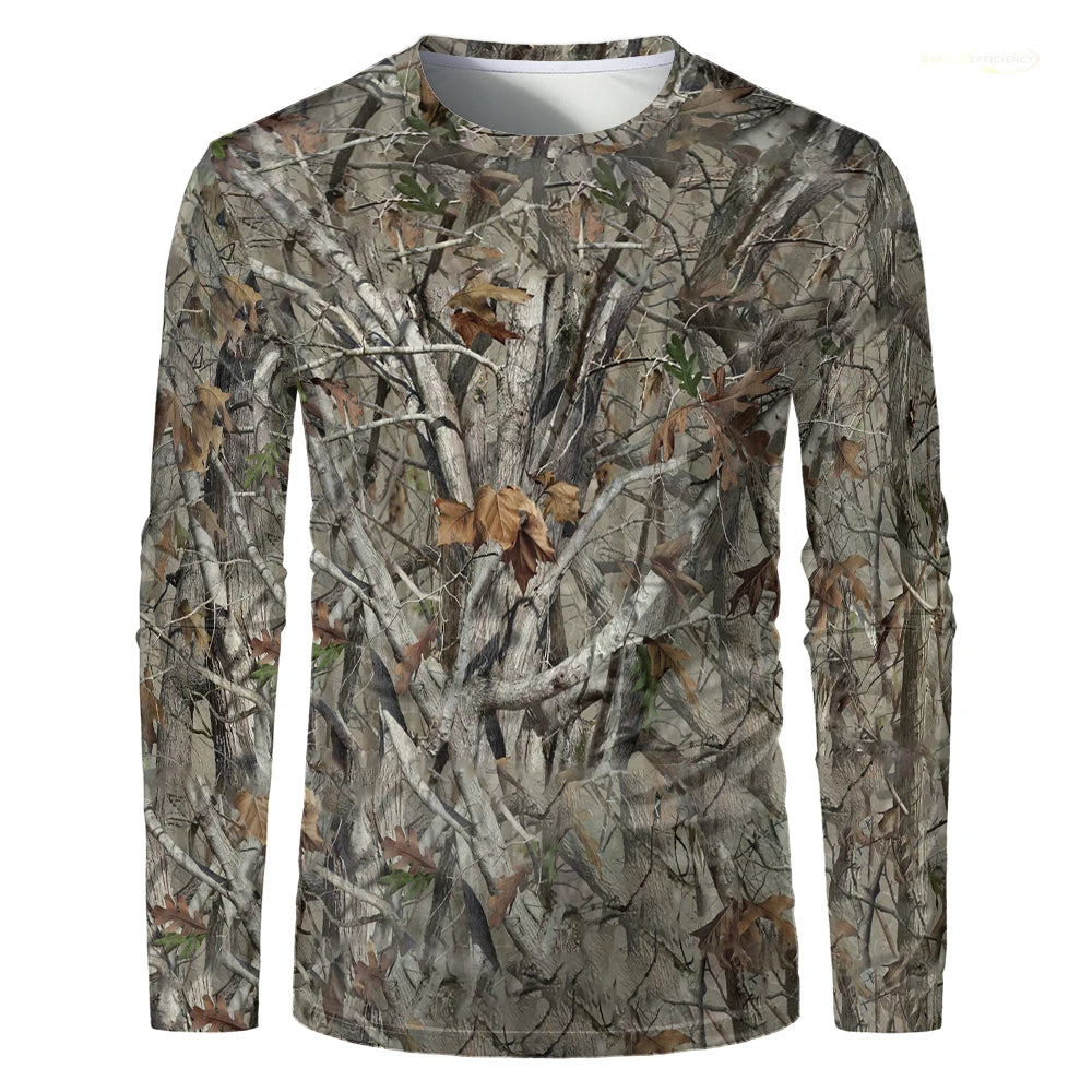 Men Camouflage Forest Hunting T-shirt Utdoor Quick Drying Breathable Hiking Long Sleeve.