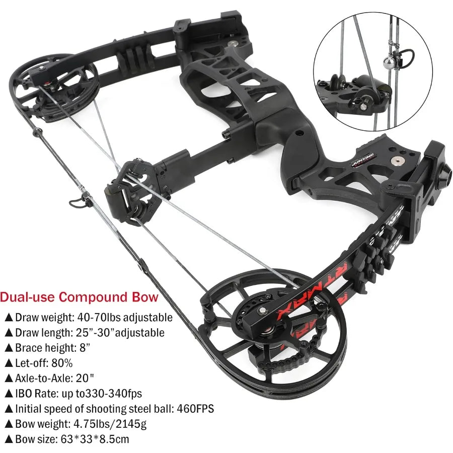 ZSHJGJR Compound Bow Dual-use for Arrows and Steel BallHunting Bows 40-70lbs.