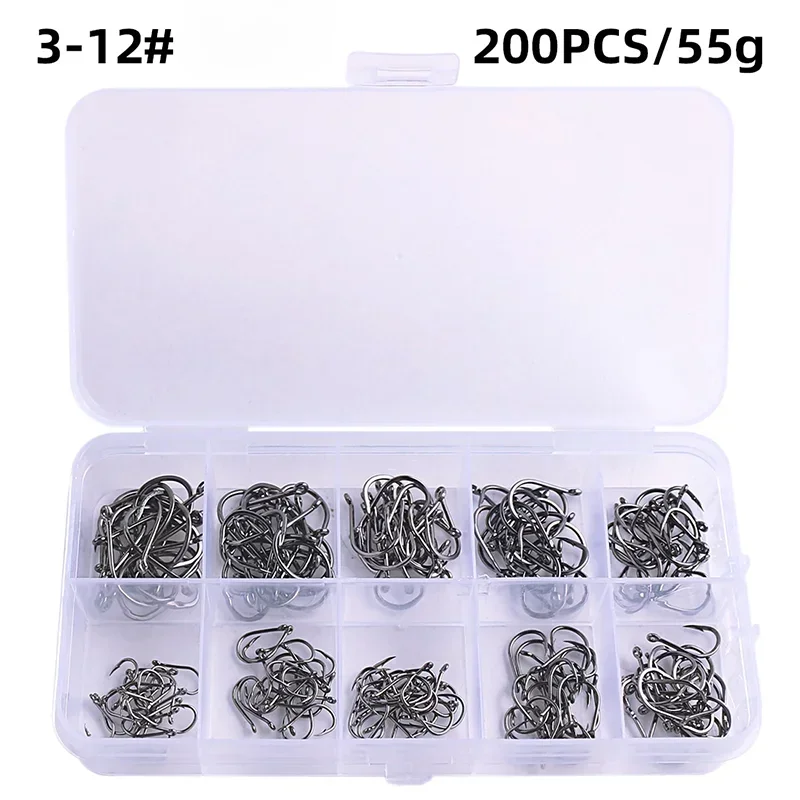Circle Fishhook 3#-12# Jig Barbed Bait Tackle 50-1600Pcs/Box
