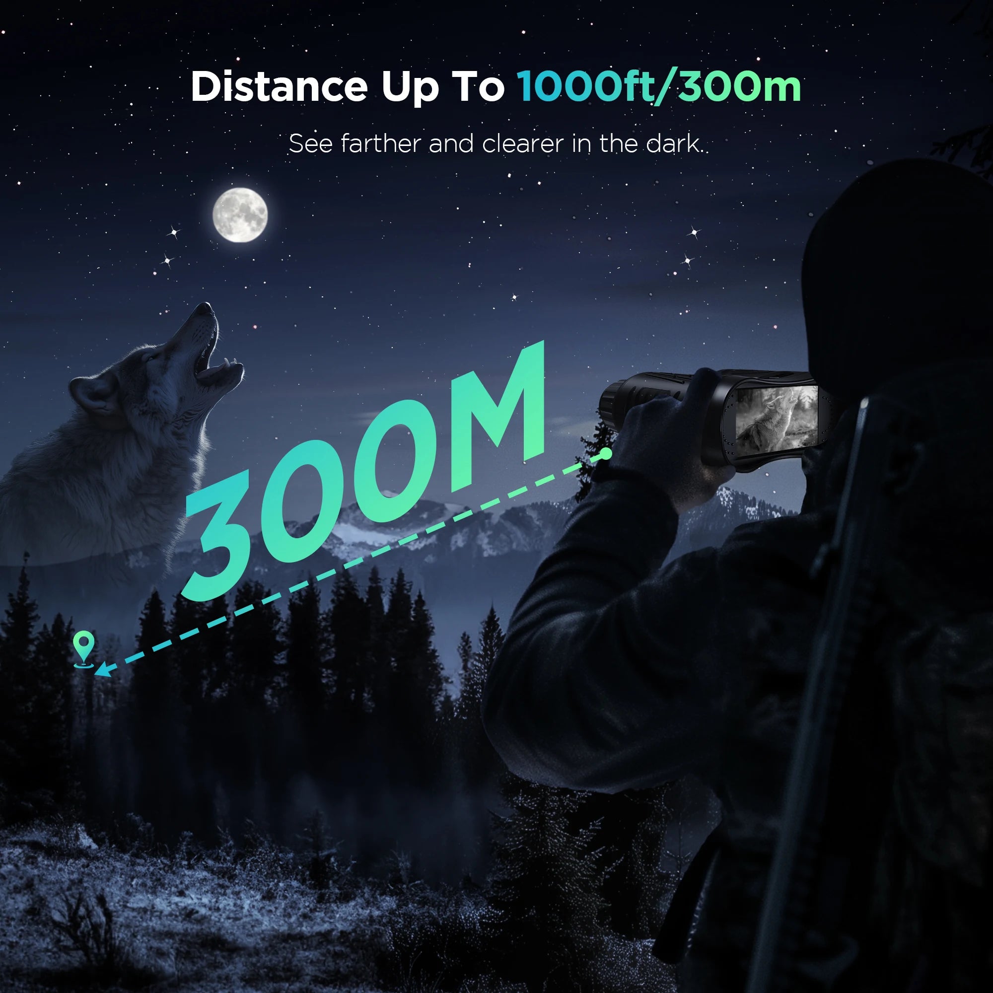 Rechargeable Night Vision Telescope 4K UHD - 1000ft Viewing Range Digital NV