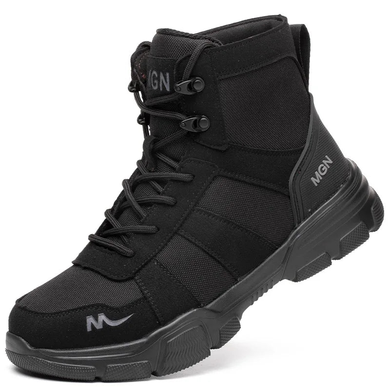 Work Boots Indestructible Safety Shoes Men Steel Toe Shoes Puncture-Proof Sneakers.