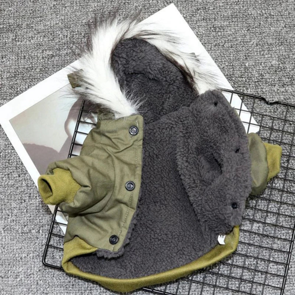 Pet Dog Jacket With Harness Winter Heavy Hiking Coat Dog Warm Hoodie Vest.