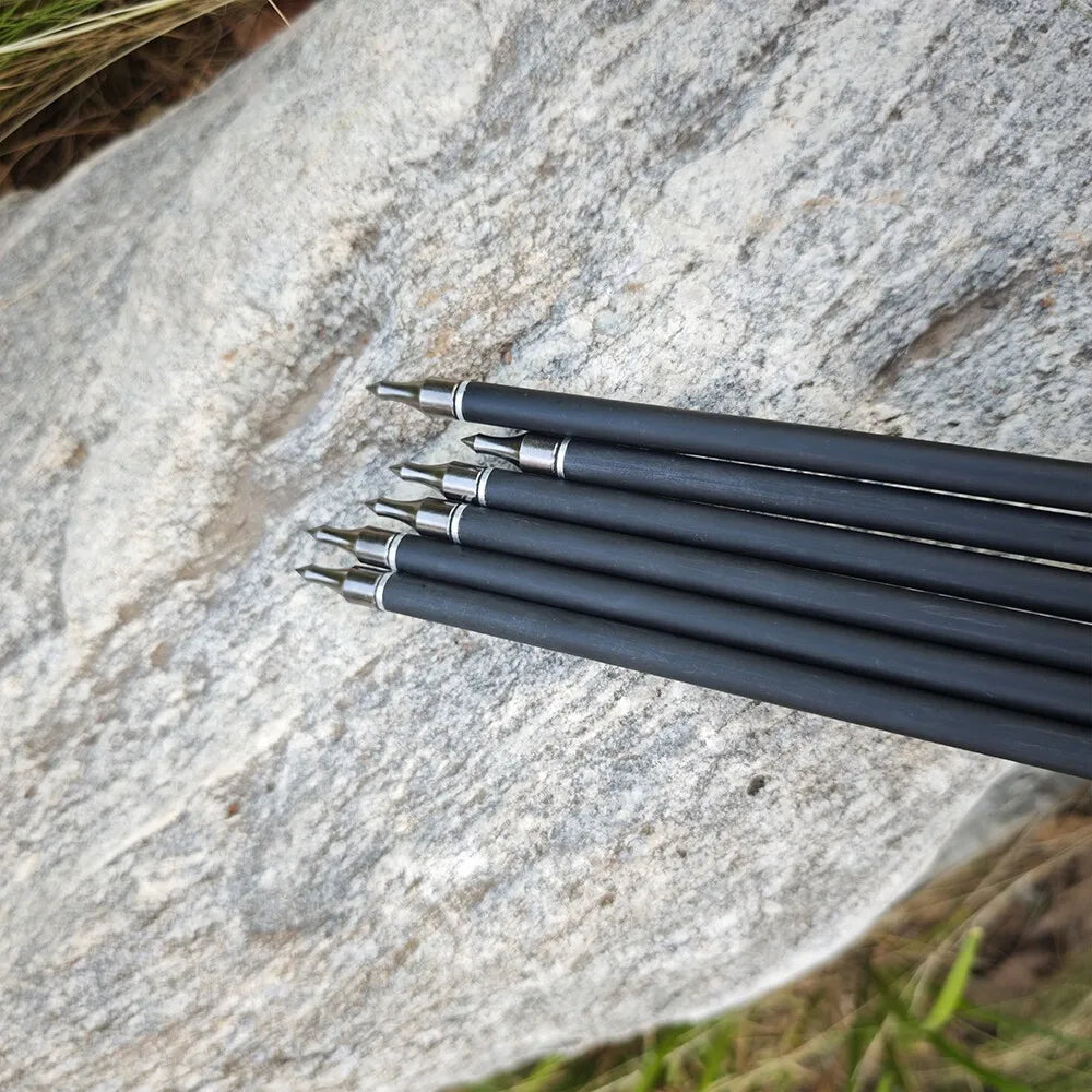 12X 33" Carbon Arrows ID 6.2mm OD 7.62mm Natural Feathers 5''.