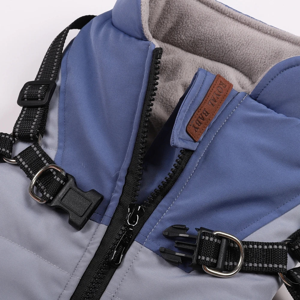 Winter Pet Dog Jacket With Harness Warm Dog Clothes For Labrador Waterproof Big Dog.