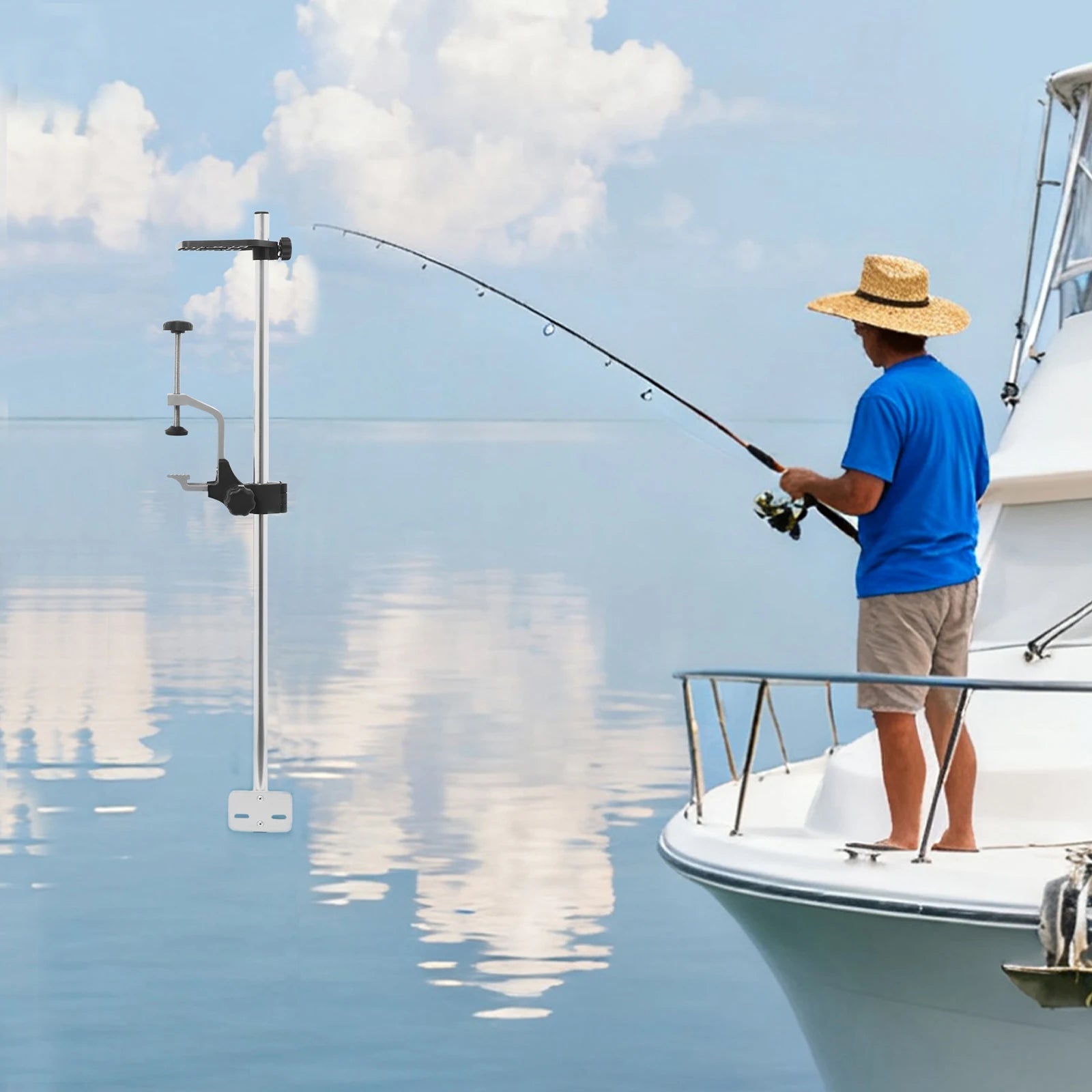 Universal 360° Rotatable Portable Transducer Mount Bracket for Fish Finder, Lightweight & Adjustable for Kayak Boat Fishing