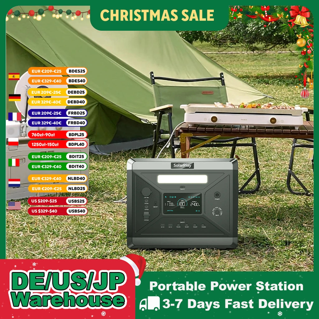 GaiaRay Portable Power Station 300W 500W 256Wh LiFePO4 Battery Outdoor.