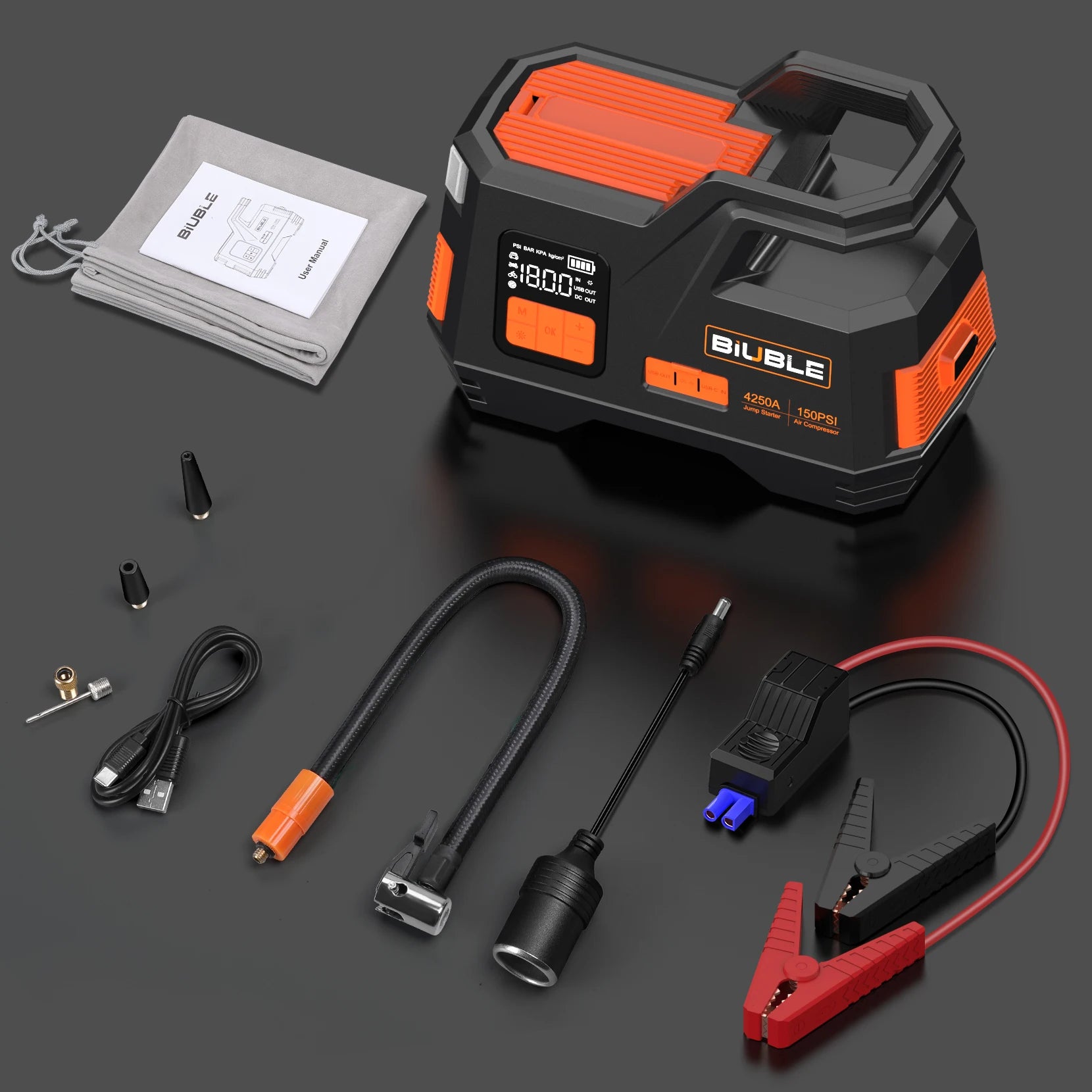 Car Jump Starter Air Pump 150PSI 26800mAh Peak Car Battery Booster Tire Air Compressor