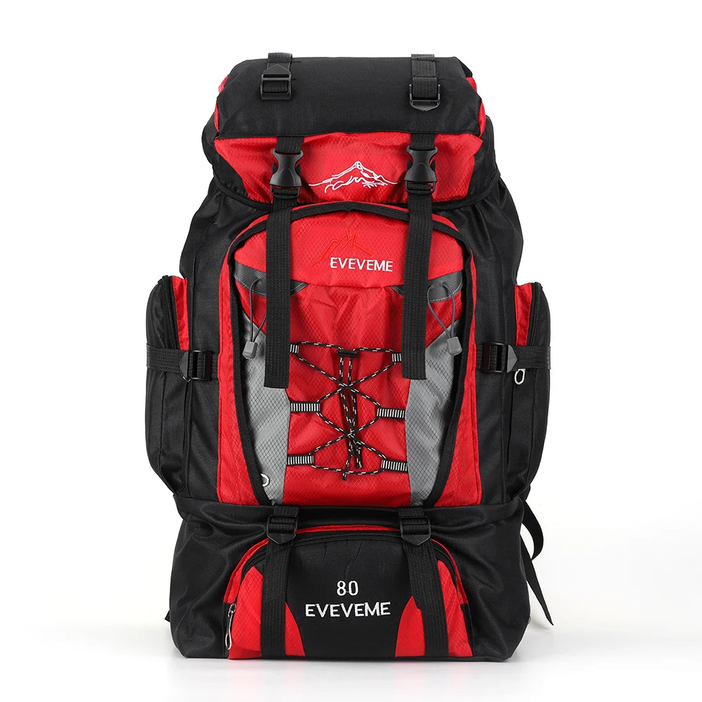 80L Mountaineering Backpack Large Capacity Travel Backpack Adjustable Strap.