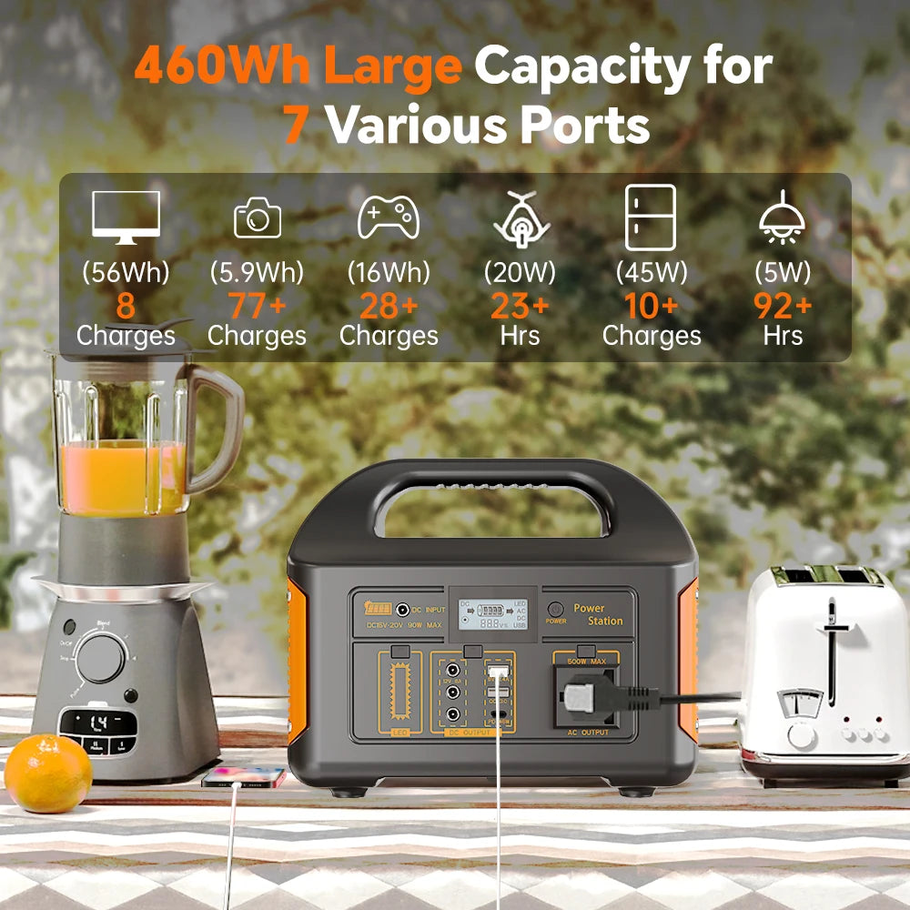 GaiaRay Portable Power Station 300W 500W 256Wh LiFePO4 Battery Outdoor.