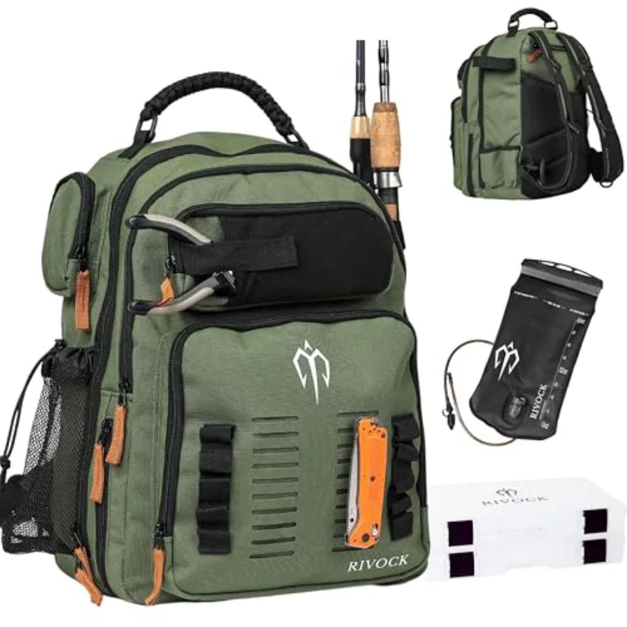 KastKing Karryall Fishing Tackle Bags with 4 3700 Tackle Trays for Saltwater and Freshwater.