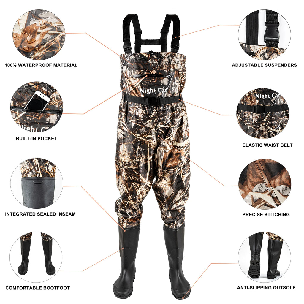 Waders Men with Boots for Fishing Waterproof Chest Wader Nylon&PVC Hunting Well