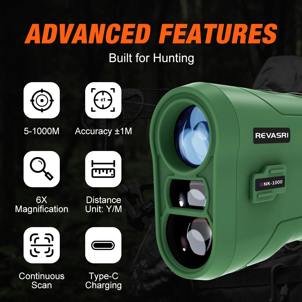 REVASRI 1000M Multi-Function Hunting Rangefinder with Speed & Scan Modes