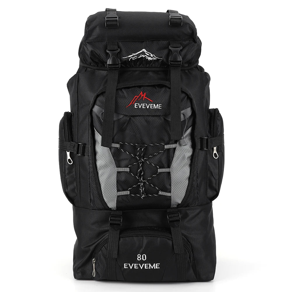 80L Mountaineering Backpack Large Capacity Travel Backpack Adjustable Strap.