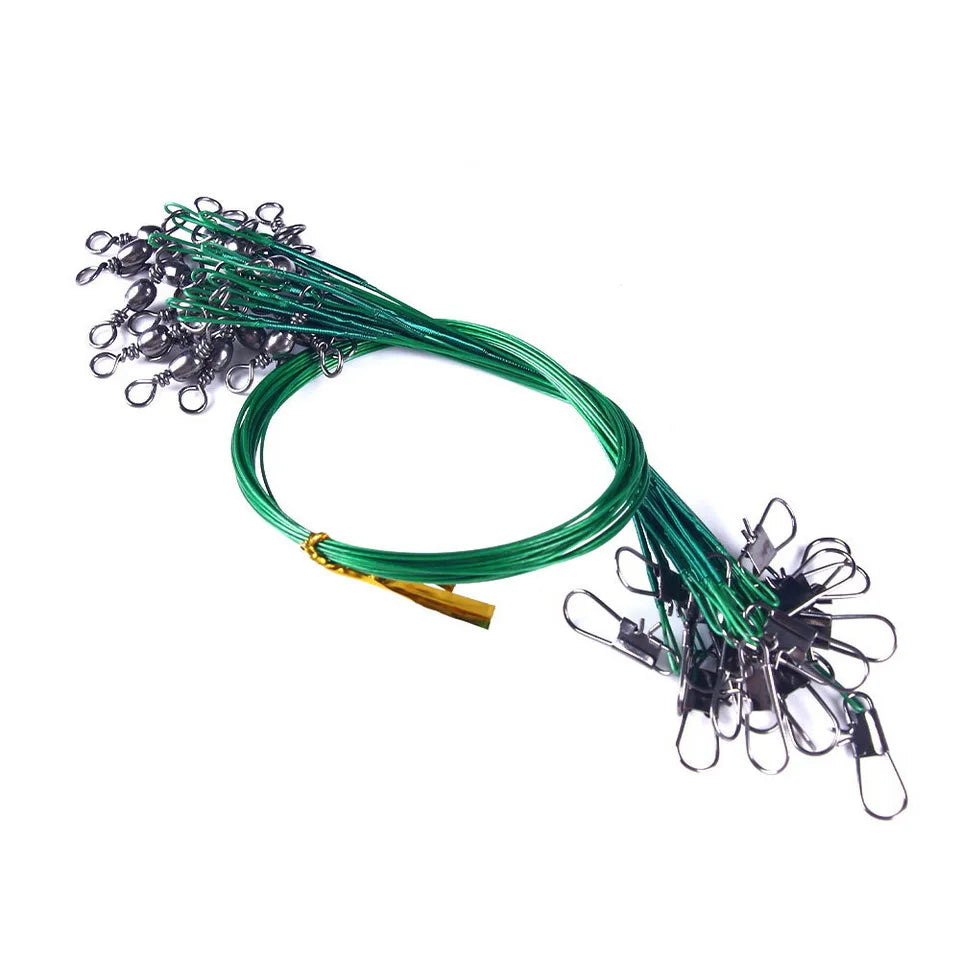Anti Bite Steel Fishing Line Steel Wire Leader With Swivel Fishing Accessory.