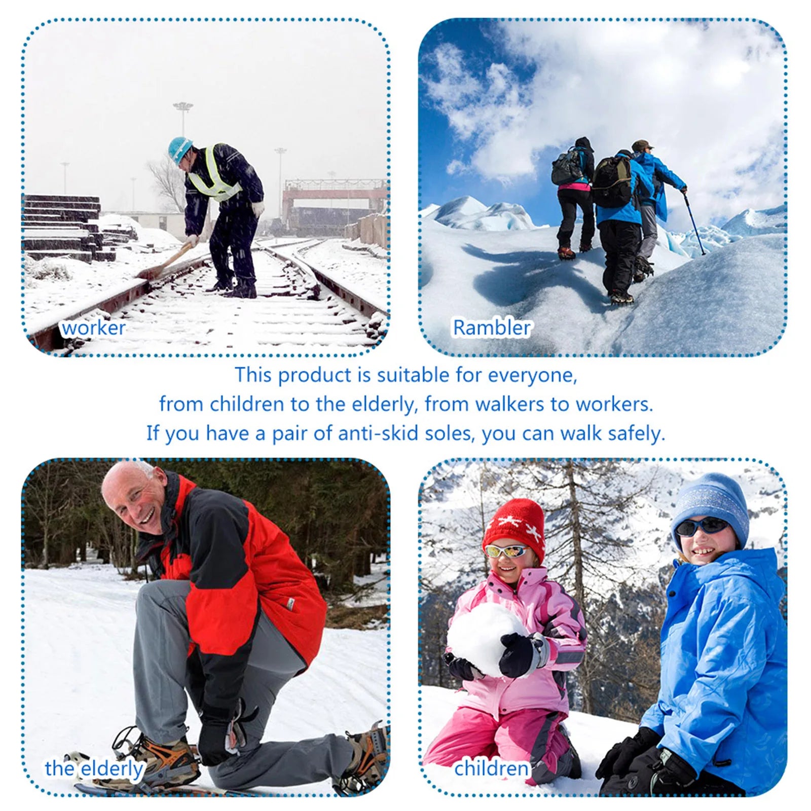 1/2Pair 19 Teeth Snow Spikes Crampons Anti Slip Ice Gripper.