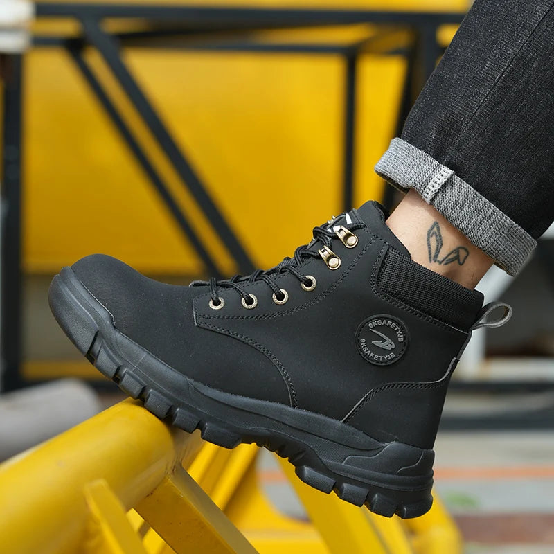 Safety Shoes Steel Toe Boots for Men Adjustable Soft Work Sneakers.
