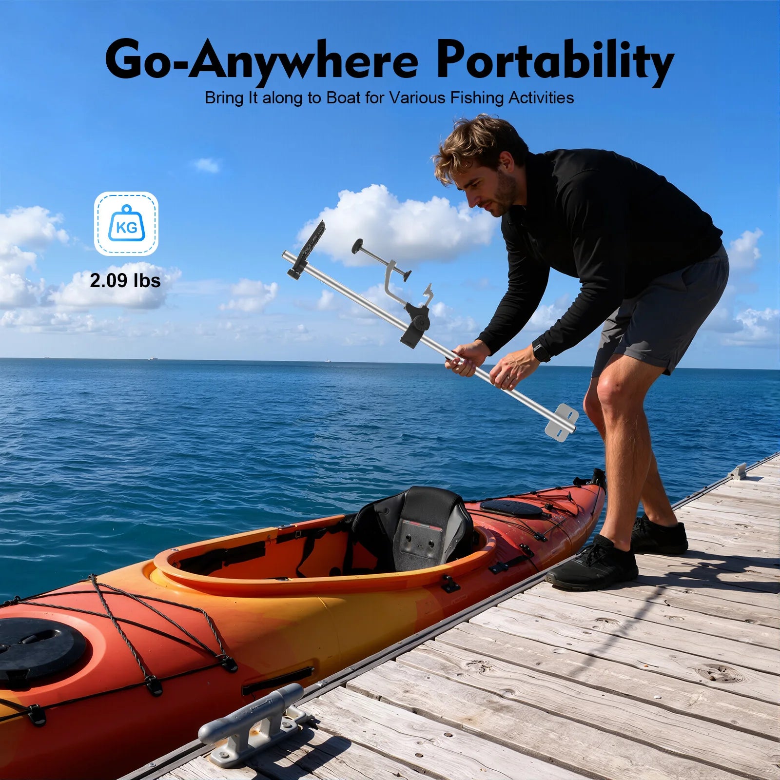 Portable Transducer Mount Universal 360° Adjustable Rotating Fish Finder Mount.