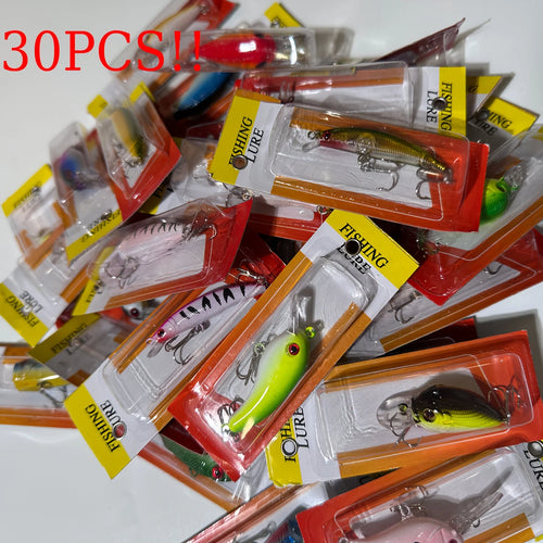30pcs Fishing Lures Set – Crankbaits, Minnow Baits & Hooks.