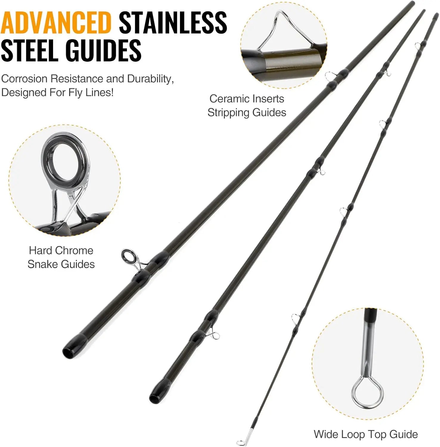 Lightweight 4-Piece Graphite Fly Fishing Rod & Reel Combo.