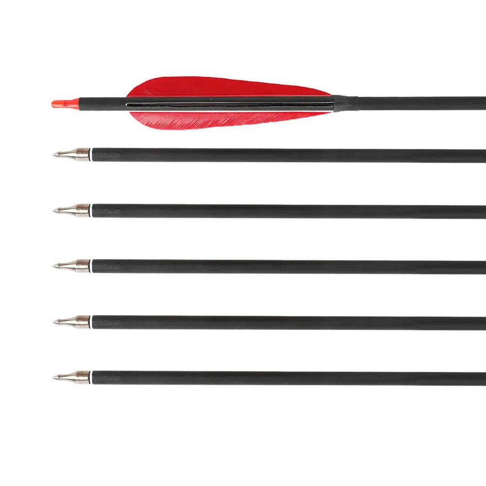 12X 33" Carbon Arrows ID 6.2mm OD 7.62mm Natural Feathers 5''.