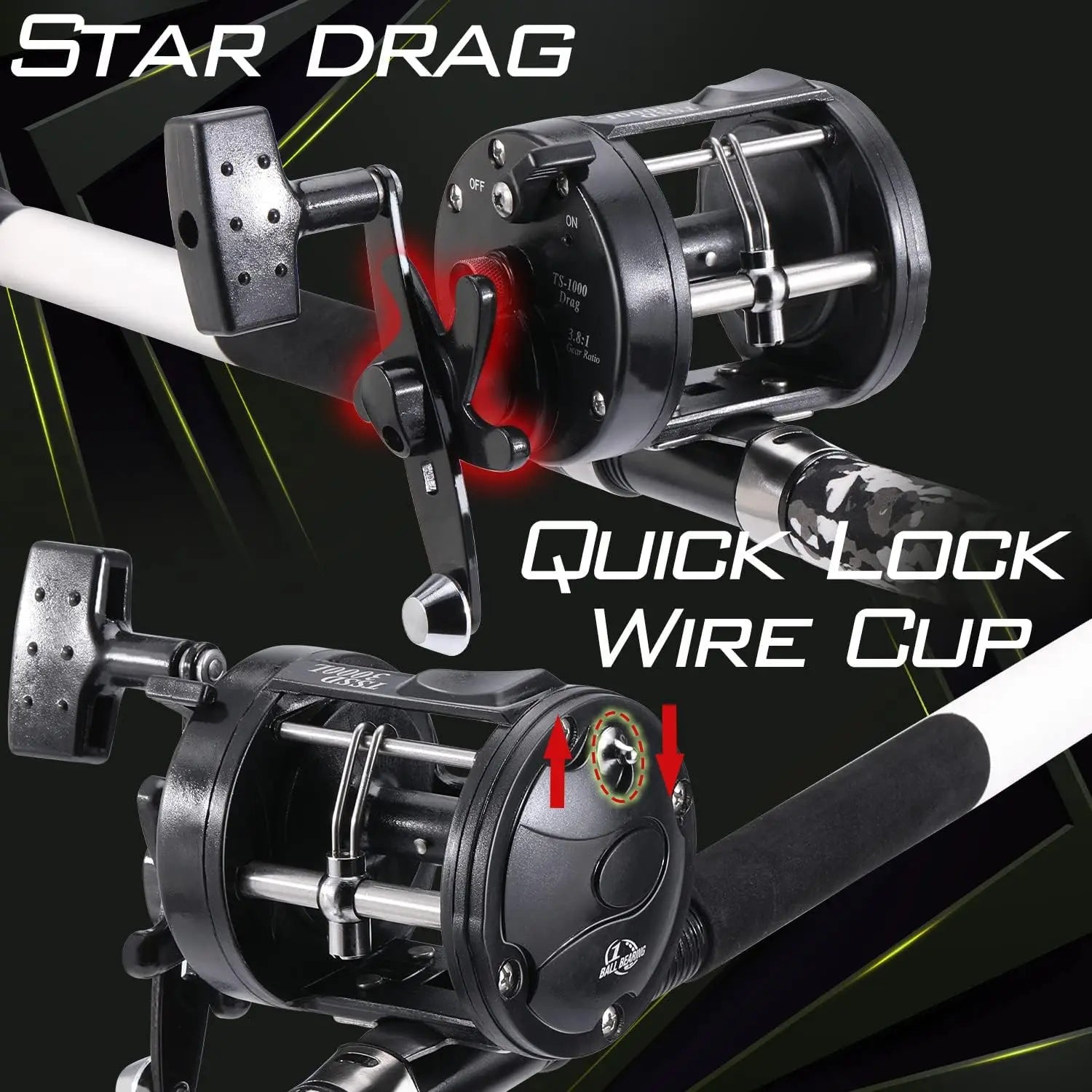 Medium Heavy Fishing Rod and Reel Combo - Catfish Angling Set